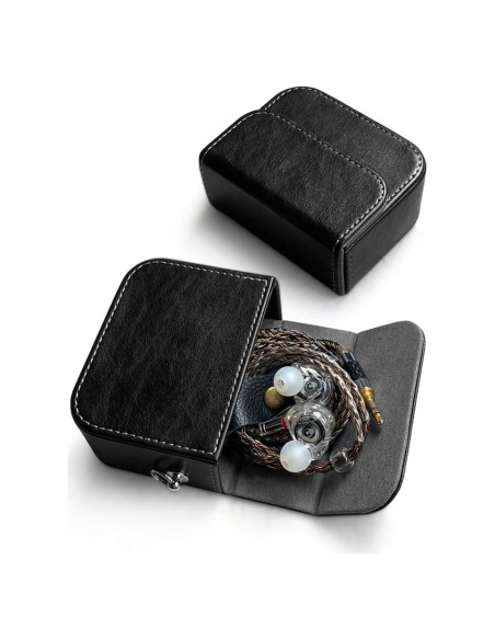 Estuche para Auriculares Intrauditivos JaHui - Cuero PU Negro
