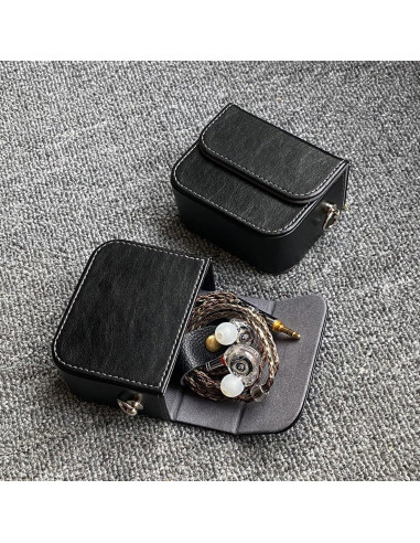 Estuche para Auriculares Intrauditivos JaHui - Cuero PU Negro