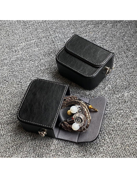 Estuche para Auriculares Intrauditivos JaHui - Cuero PU Negro