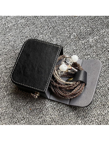 Estuche para Auriculares Intrauditivos JaHui - Cuero PU Negro