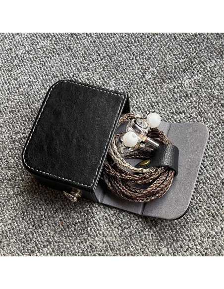 Estuche para Auriculares Intrauditivos JaHui - Cuero PU Negro