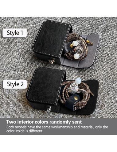 Estuche para Auriculares Intrauditivos JaHui - Cuero PU Negro