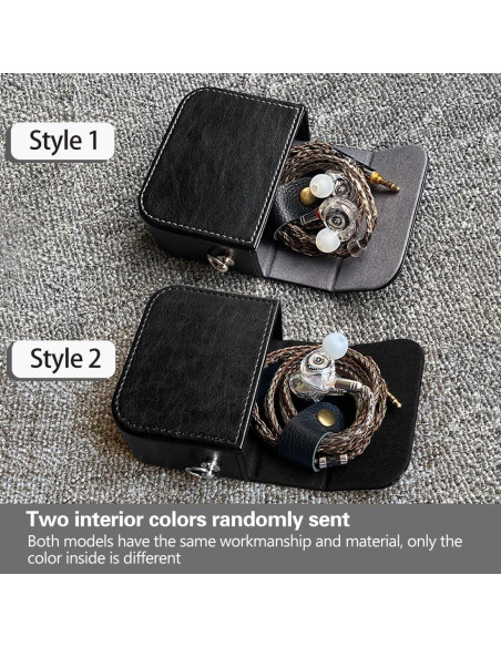 Estuche para Auriculares Intrauditivos JaHui - Cuero PU Negro