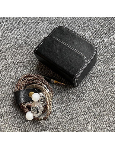 Estuche para Auriculares Intrauditivos JaHui - Cuero PU Negro