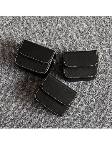 Estuche para Auriculares Intrauditivos JaHui - Cuero PU Negro