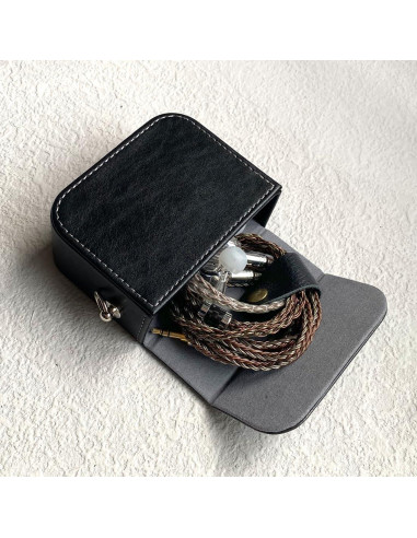 Estuche para Auriculares Intrauditivos JaHui - Cuero PU Negro