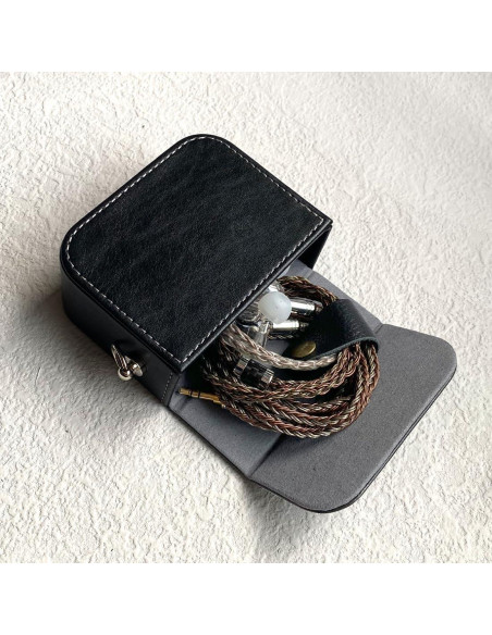 Estuche para Auriculares Intrauditivos JaHui - Cuero PU Negro