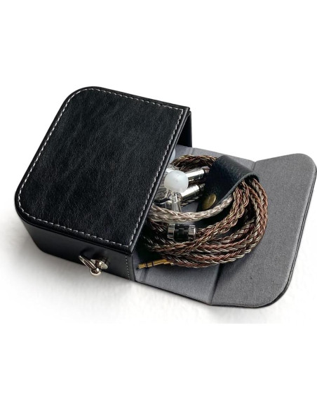 Estuche para Auriculares Intrauditivos JaHui - Cuero PU Negro