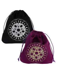Bolsas de Tarot CREATCABIN 2 Pcs Terciopelo Pentáculo 15x16.5cm