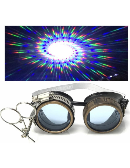 Gafas Steampunk Victoriano con Lentes de Lupa y Color