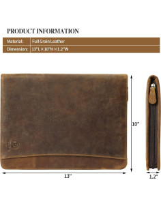 Portafolio de Cuero Ringsun RS01 con Cremallera A4 Marrón 2