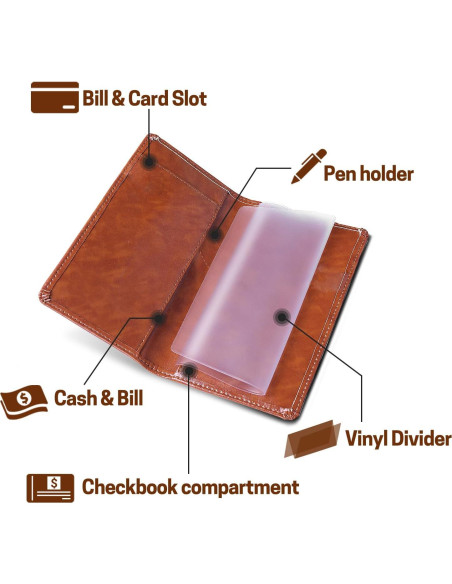 Cubierta de Chequera de Cuero Sintético Aurya con Divisor