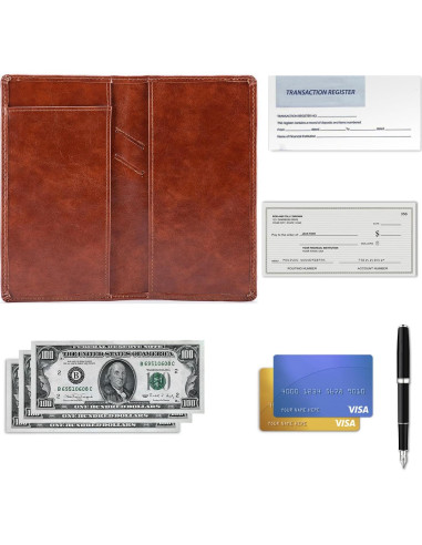 Cubierta de Chequera de Cuero Sintético Aurya con Divisor