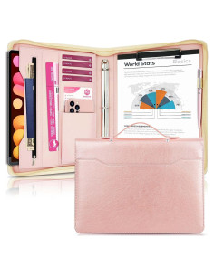 Carpeta Ejecutiva IYGHV Oro Rosa con Asa y 3 Anillas A4