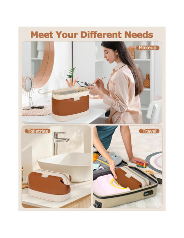 Bolsa de Maquillaje Wedama de Cuero PU Grande para Viajes