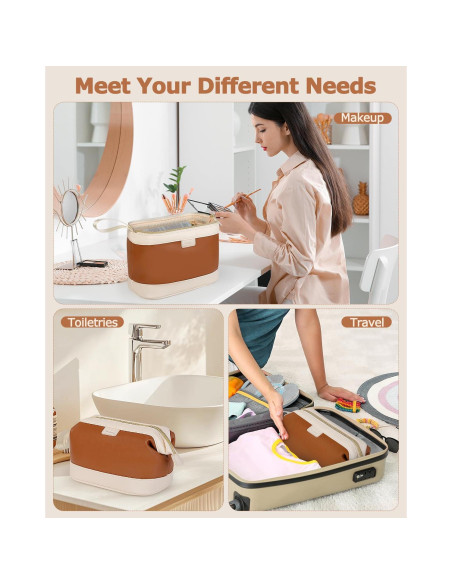 Bolsa de Maquillaje Wedama de Cuero PU Grande para Viajes