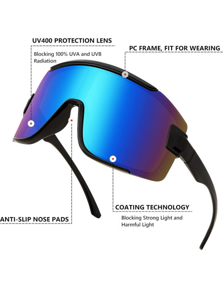 Gafas de Ciclismo FEISEDY B2944 UV400 Marco Negro