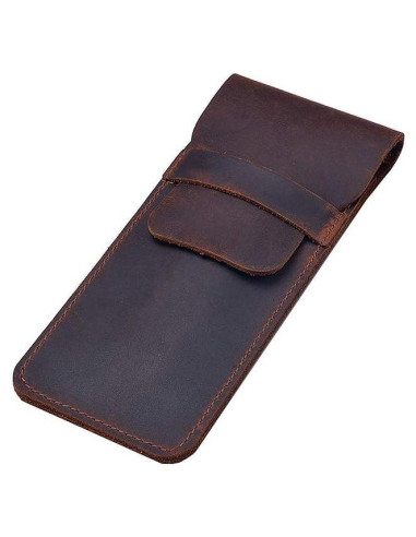 Funda de bolígrafo de cuero Daimay Crazy Horse - Marrón oscuro