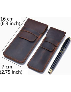 Funda de bolígrafo de cuero Daimay Crazy Horse - Marrón oscuro 2