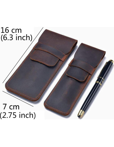 Funda de bolígrafo de cuero Daimay Crazy Horse - Marrón oscuro