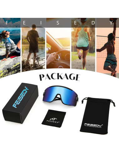 Gafas de Ciclismo FEISEDY B2944 UV400 Marco Negro