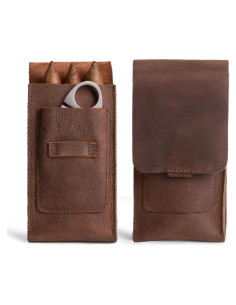 Estuche de Cigarros de Cuero Hide &amp; Drink - Triple Marrón Bourbon