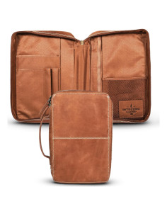 Cubierta de Biblia de Cuero Hunter & Scribe Grande Marrón Claro