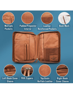 Cubierta de Biblia de Cuero Hunter & Scribe Grande Marrón Claro 2