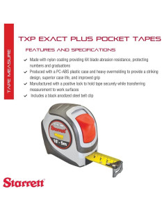 Cinta Métrica Retráctil Starrett Exact Plus 4.88 m Nylon 2