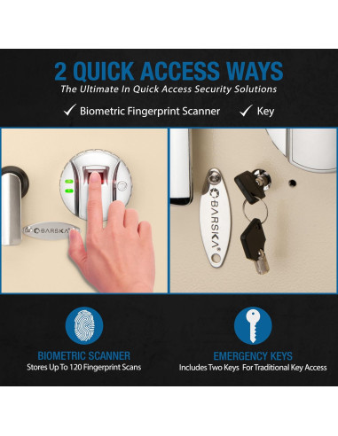 Caja Fuerte Biométrica de Pared Barska 80 cm - Seguridad con Huella Digital