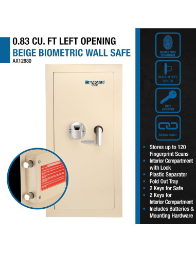 Caja Fuerte Biométrica de Pared Barska 80 cm - Seguridad con Huella Digital