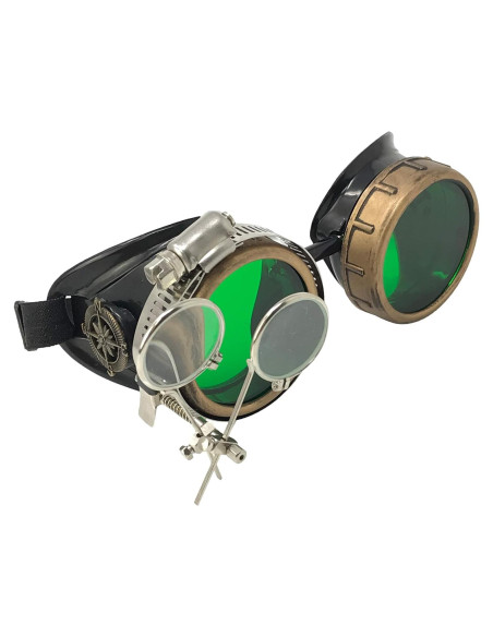 Gafas Steampunk UMBRELLALABORATORY con Lentes Verdes y Lupa Gafas Steampunk UMBRELLALABORATORY con Lentes Verdes y Lupa