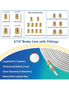 Kit de Línea de Freno 3/16" smseace 25 FT con Herramientas 2