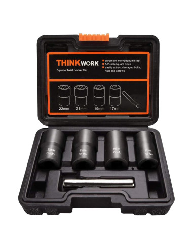 Kit de Extracción de Tuercas THINKWORK 5 Piezas 1/2"