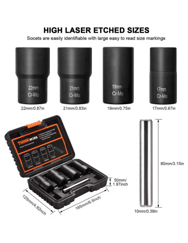 Kit de Extracción de Tuercas THINKWORK 5 Piezas 1/2"