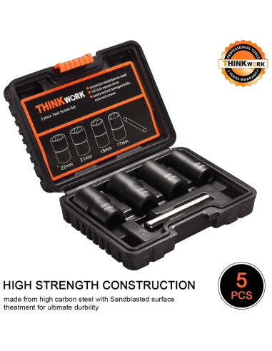 Kit de Extracción de Tuercas THINKWORK 5 Piezas 1/2"