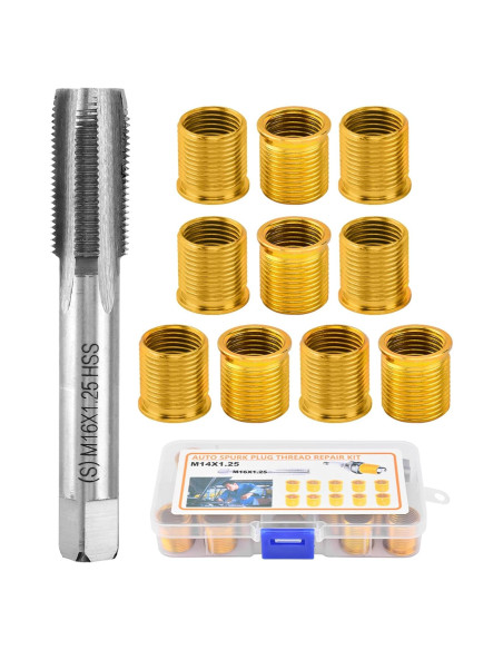 Kit de Reparación de Roscas de Bujías NINEFOX M14x1.25 - 10 Piezas