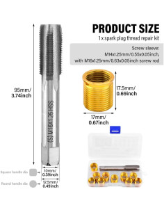 Kit de Reparación de Roscas de Bujías NINEFOX M14x1.25 - 10 Piezas 2