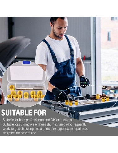 Kit de Reparación de Roscas de Bujías NINEFOX M14x1.25 - 10 Piezas