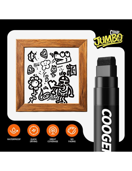 Marcadores de Póster Jumbo Coogert 15MM Negros 3 Pcs