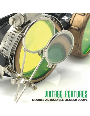 Gafas Steampunk Victoriano con Lentes de Lupa y Color