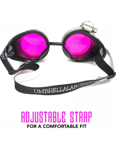 Gafas Steampunk UMBRELLALABORATORY Rosa Neón con Lupa