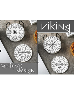 Juego de Posavasos de Runas Vikingas Onebttl - 6 Piezas Cerámicas 2