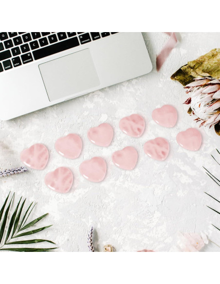 10 Piezas de Cuarzo Rosa Corazón Ditind - Cristales Naturales para Sanación y Amor