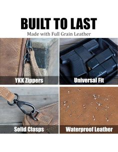 Funda de Pistolera de Cuero UC Leather Marrón con 3 Bolsillos 2