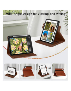 Funda DTTO para iPad A16 11"/10.9" 2025/2022 Cuero Marrón 2