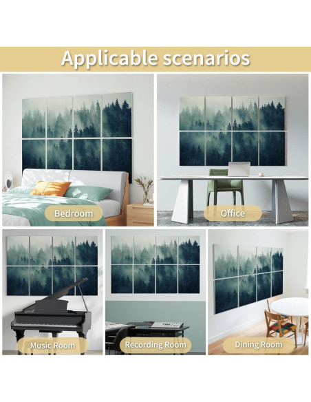 Paneles Acústicos Decorativos Art3d 8 Piezas 40x30cm Bosque Nebuloso