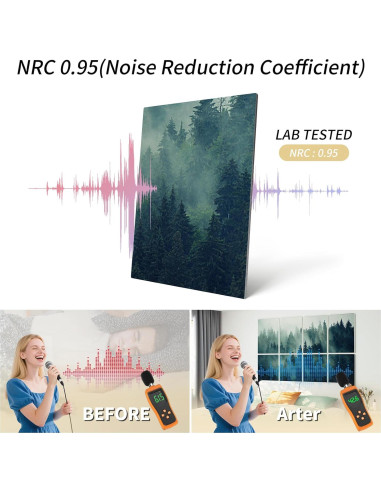 Paneles Acústicos Decorativos Art3d 8 Piezas 40x30cm Bosque Nebuloso