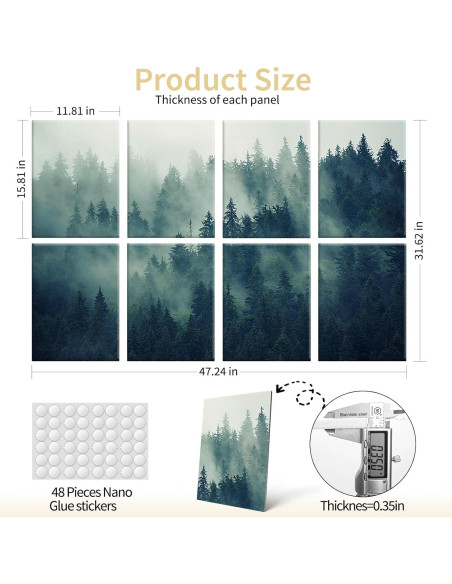 Paneles Acústicos Decorativos Art3d 8 Piezas 40x30cm Bosque Nebuloso