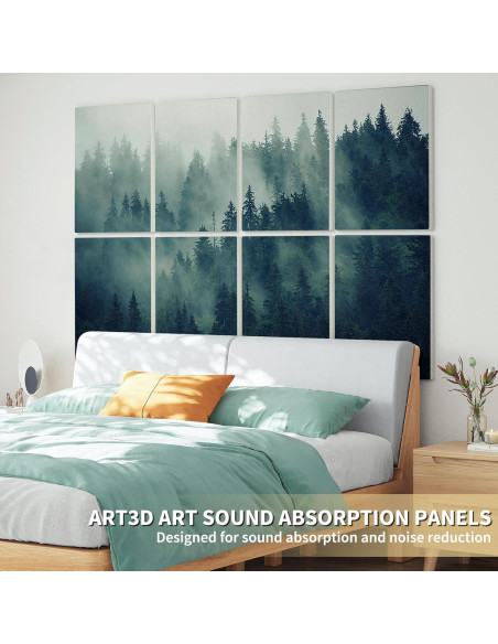 Paneles Acústicos Decorativos Art3d 8 Piezas 40x30cm Bosque Nebuloso